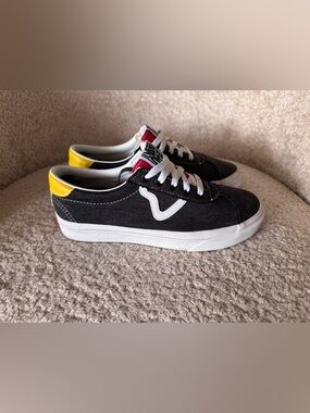 Vans Sport Low Black Yellow Red Canvas Skate Shoes Men 6 Women 7.5
